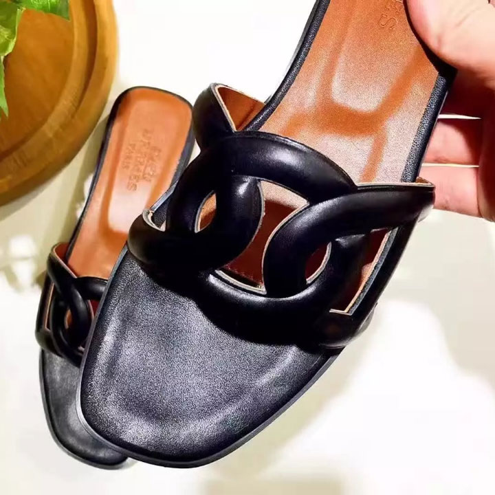 2017 hermes women Slippers in leather