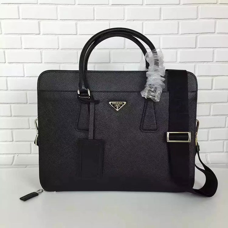 2017 prada Men briefcase bag Original Saffiano Cuir leather 2VE366