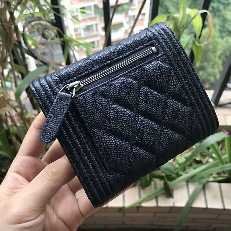 2018 Boy Chanel Matelasse Tri-Fold Wallet Original Calfskin Leather