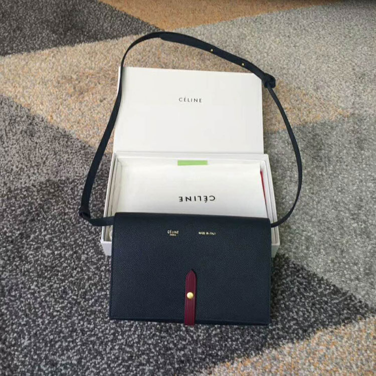 2018 CELINE CLUTCH ON STRAP IN GRAINED AND SHINY CALFSKIN