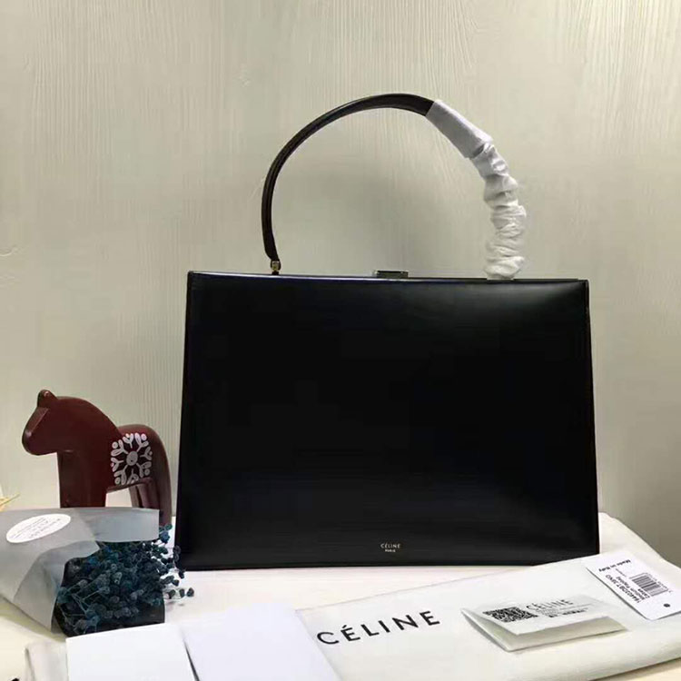 2018 CELINE MEDIUM CLASP BAG IN BOX CALFSKIN WITH PATINA