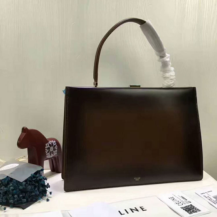 2018 CELINE MEDIUM CLASP BAG IN BOX CALFSKIN WITH PATINA