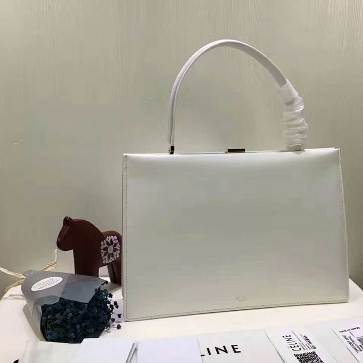 2018 CELINE MEDIUM CLASP BAG IN BOX CALFSKIN WITH PATINA