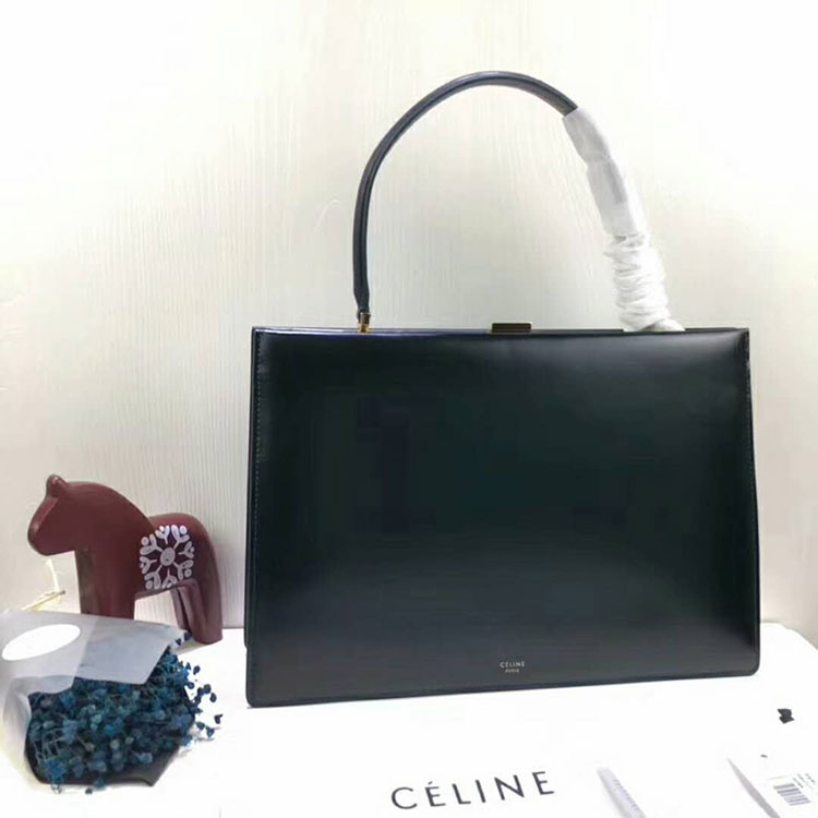 2018 CELINE MEDIUM CLASP BAG IN BOX CALFSKIN WITH PATINA