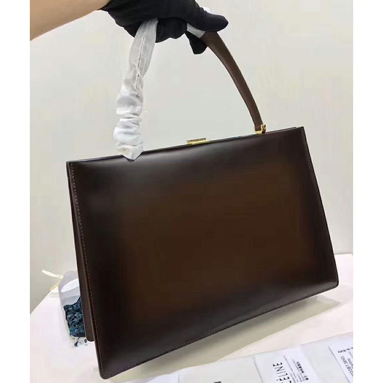 2018 CELINE MEDIUM CLASP BAG IN BOX CALFSKIN WITH PATINA