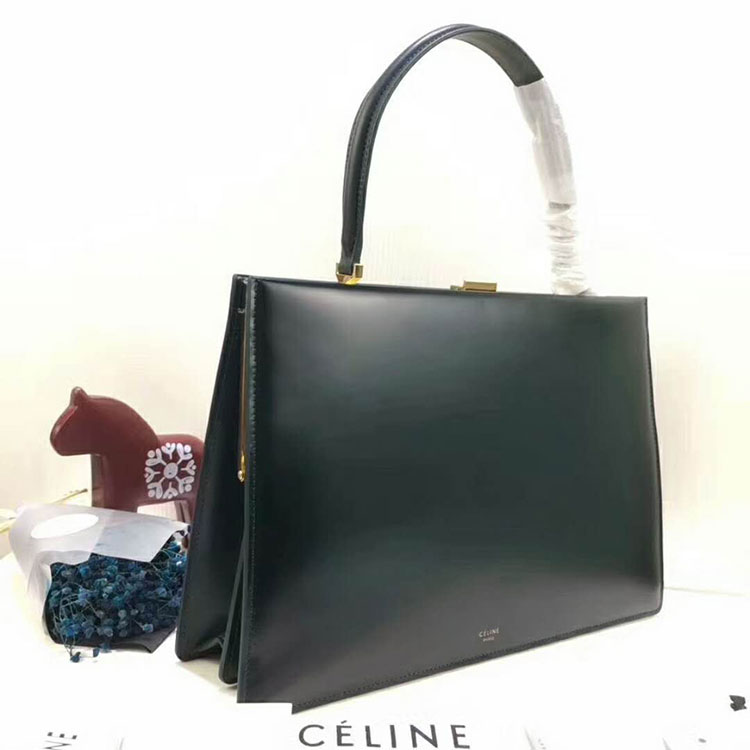 2018 CELINE MEDIUM CLASP BAG IN BOX CALFSKIN WITH PATINA