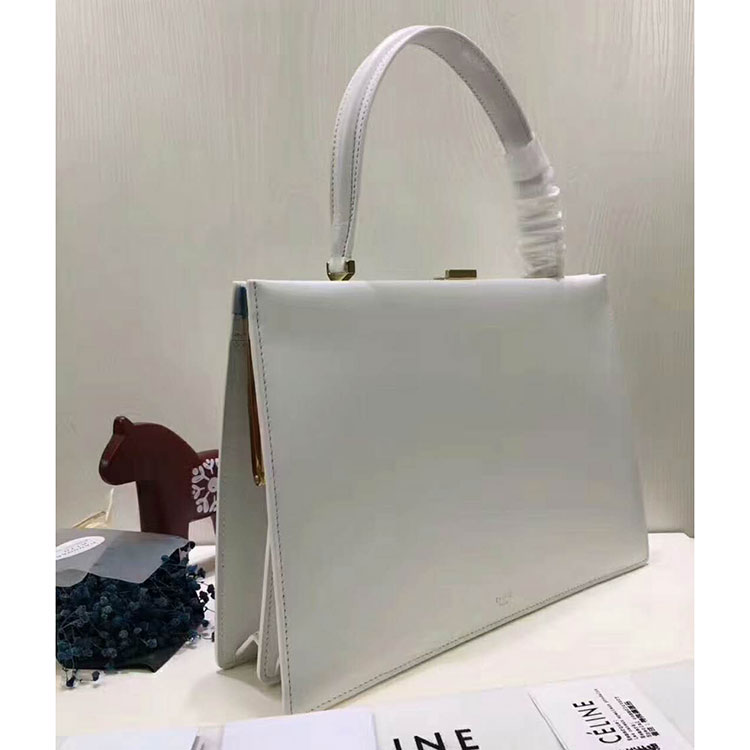 2018 CELINE MEDIUM CLASP BAG IN BOX CALFSKIN WITH PATINA