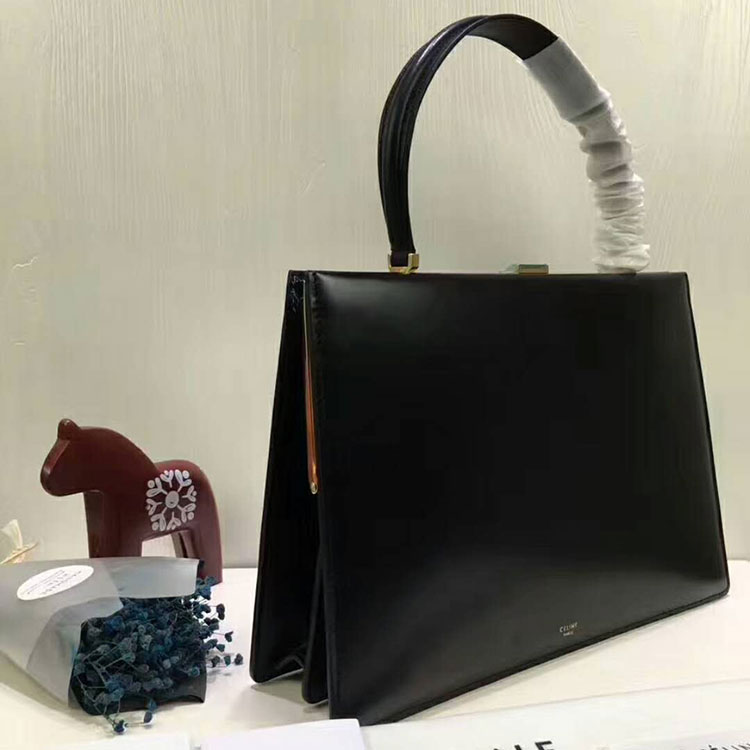 2018 CELINE MEDIUM CLASP BAG IN BOX CALFSKIN WITH PATINA