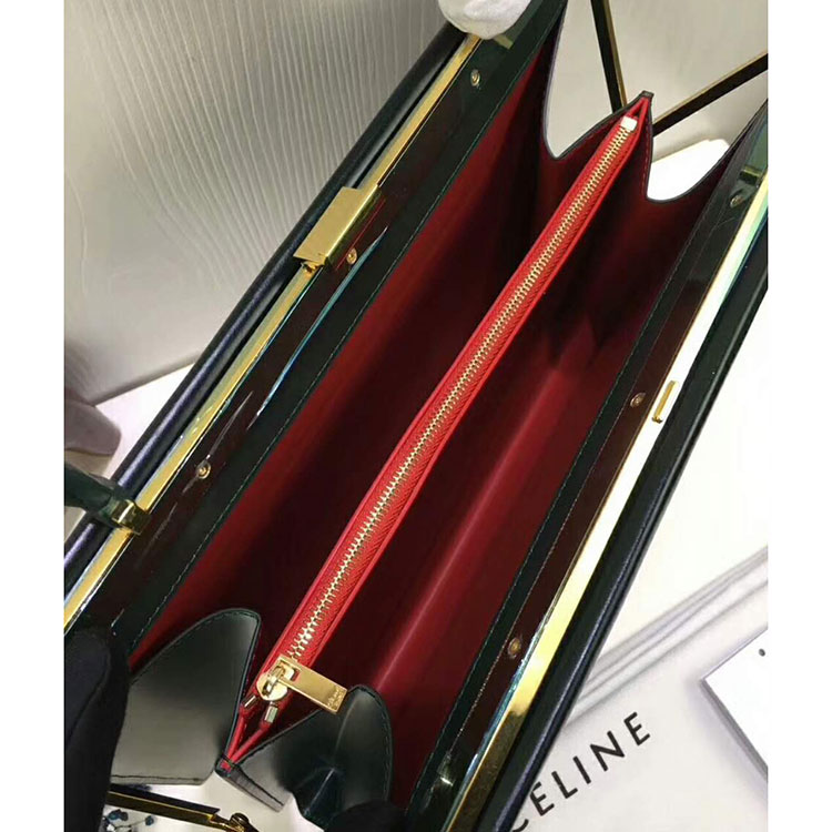 2018 CELINE MEDIUM CLASP BAG IN BOX CALFSKIN WITH PATINA