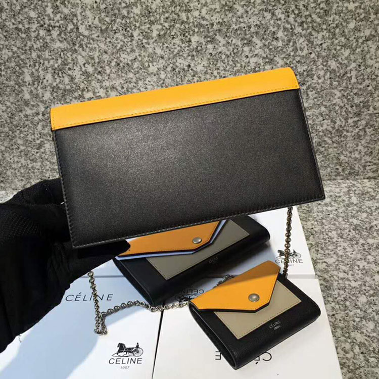 2018 CELINE POCKET LARGE FLAP ON CHAIN IN MULTICOLOUR SHINY SMOOTH CALFSKIN