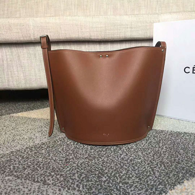 2018 CELINE SMALL STUDS BUCKET IN SATINATED NATURAL CALFSKIN