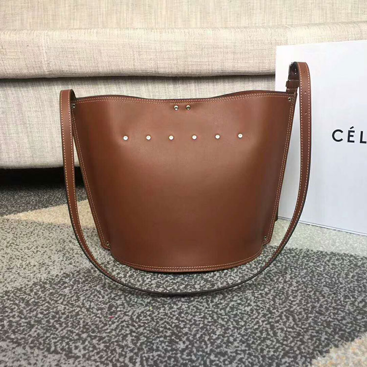 2018 CELINE SMALL STUDS BUCKET IN SATINATED NATURAL CALFSKIN