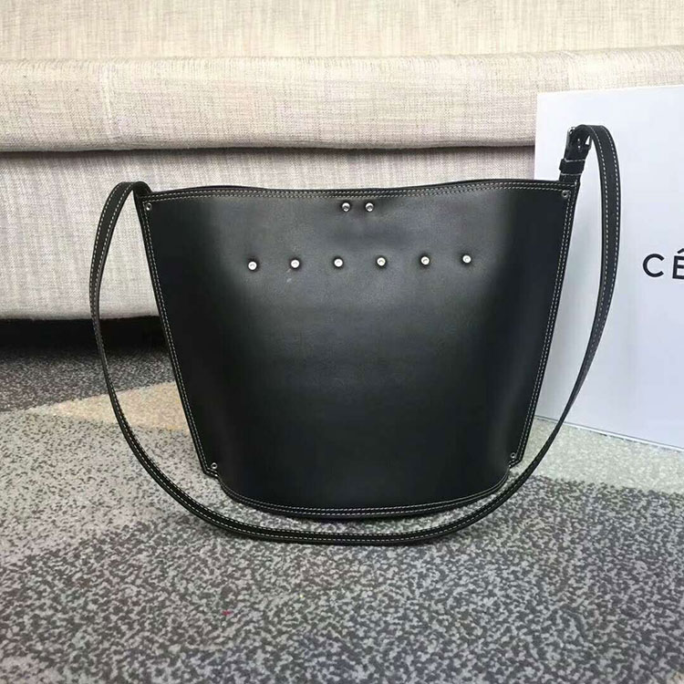 2018 CELINE SMALL STUDS BUCKET IN SATINATED NATURAL CALFSKIN