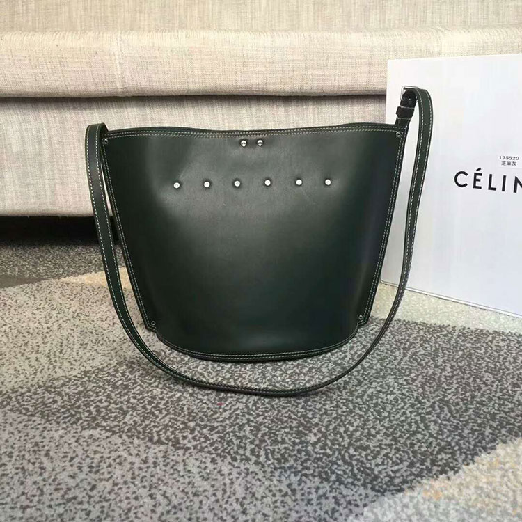 2018 CELINE SMALL STUDS BUCKET IN SATINATED NATURAL CALFSKIN