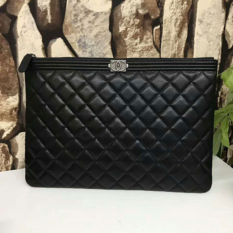 2018 Chanel Banquet Clutch Original Caviar Leather A80560 Black