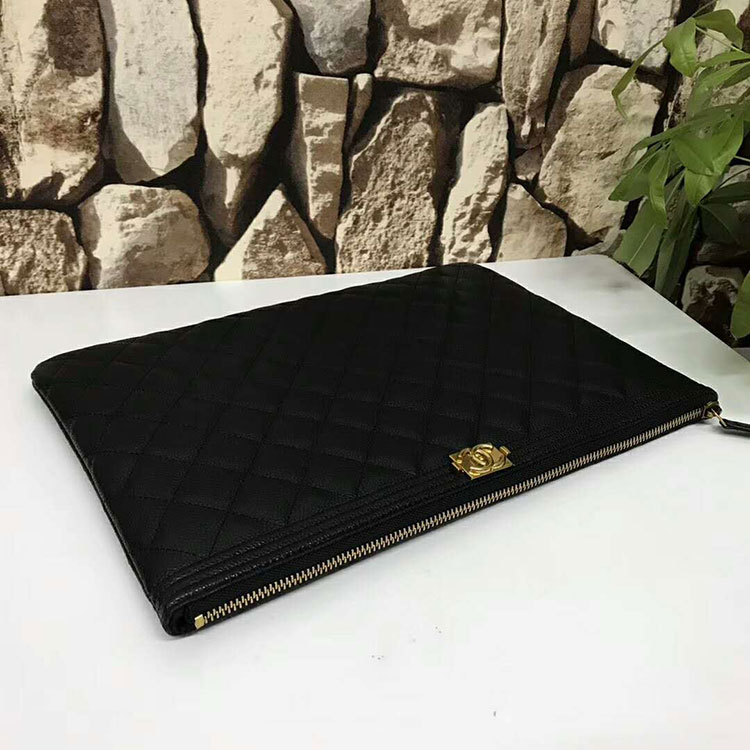 2018 Chanel Banquet Clutch Original Caviar Leather A80560 Black