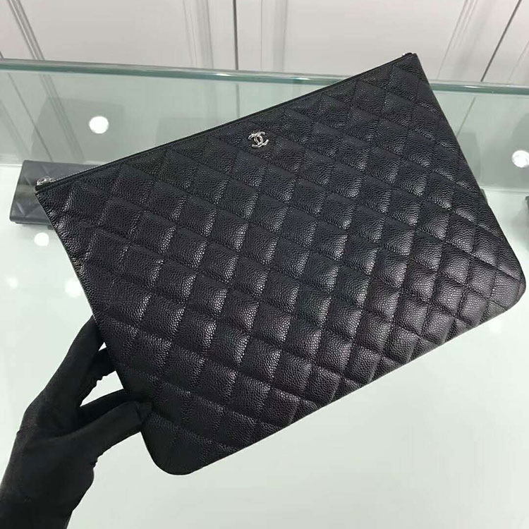 2018 Chanel Banquet Clutch Original Caviar Leather A80562 Black