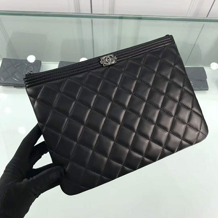 2018 Chanel Banquet Clutch Original Lambskin Leather A80562 Black