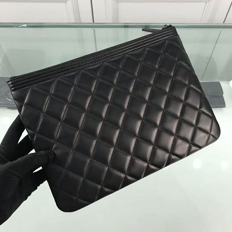 2018 Chanel Banquet Clutch Original Lambskin Leather A80562 Black