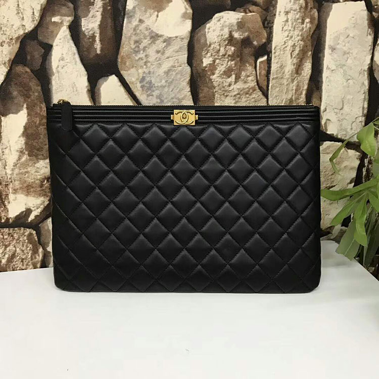 2018 Chanel Banquet Clutch Original Sheepskin Leather A80560 Black