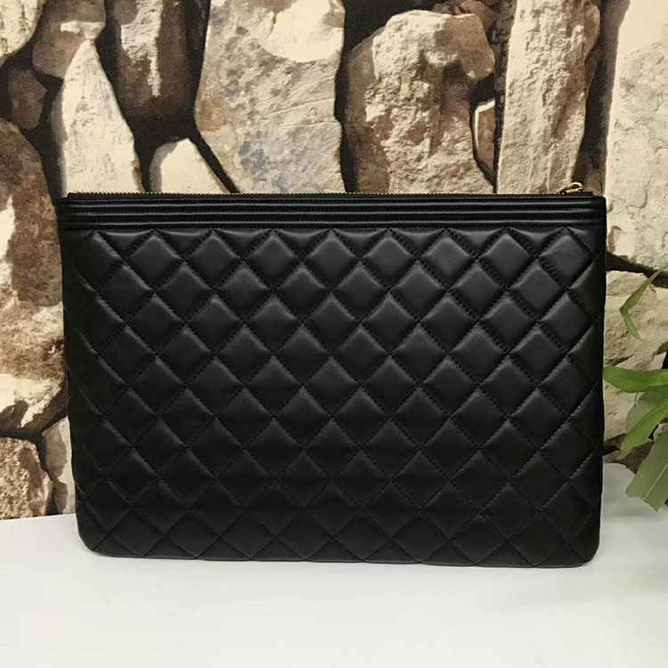 2018 Chanel Banquet Clutch Original Sheepskin Leather A80560 Black