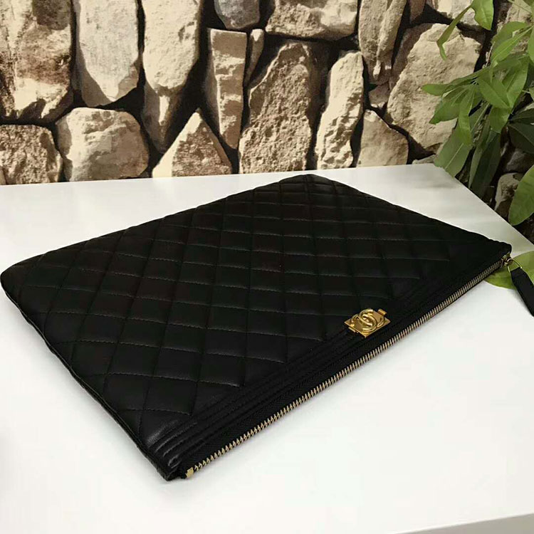 2018 Chanel Banquet Clutch Original Sheepskin Leather A80560 Black