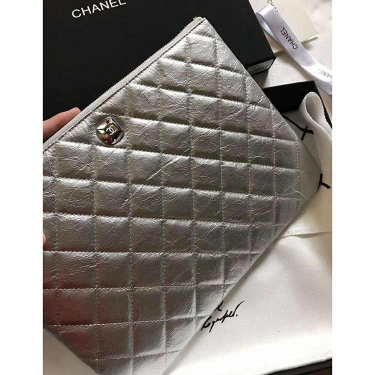 2018 Chanel Banquet Clutch Pleated Crumpled Calfskin