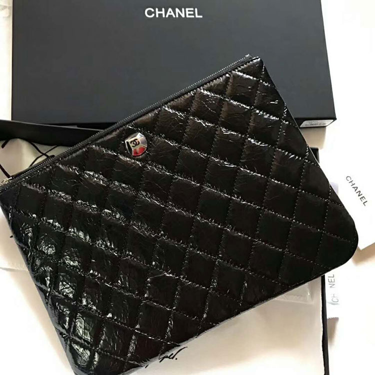 2018 Chanel Banquet Clutch Pleated Crumpled Calfskin