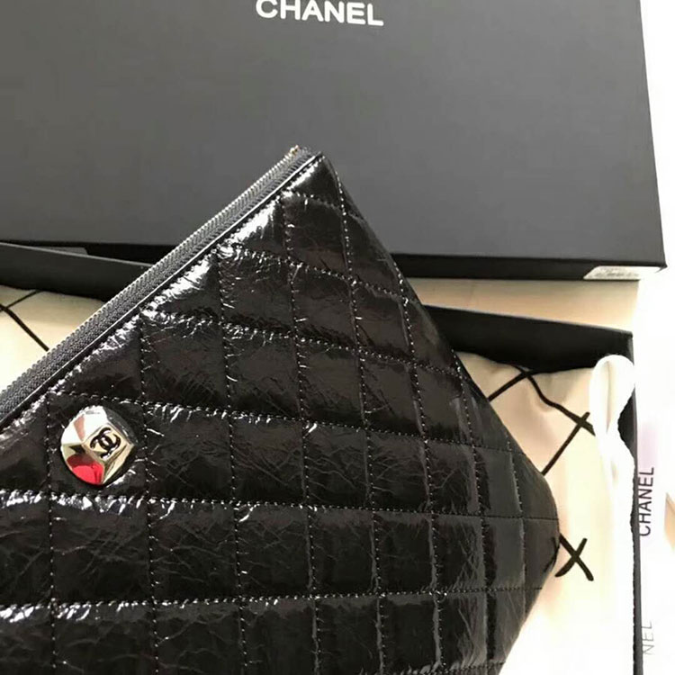 2018 Chanel Banquet Clutch Pleated Crumpled Calfskin