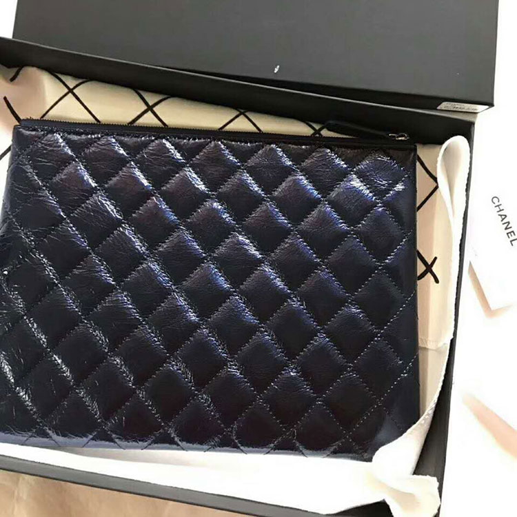 2018 Chanel Banquet Clutch Pleated Crumpled Calfskin