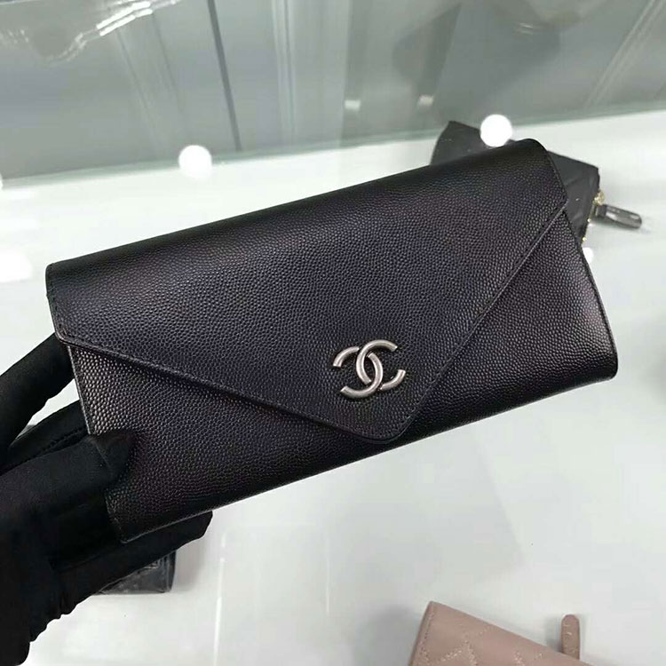 2018 Chanel Bi-Fold Wallet Original Calfskin leather A82715 Black