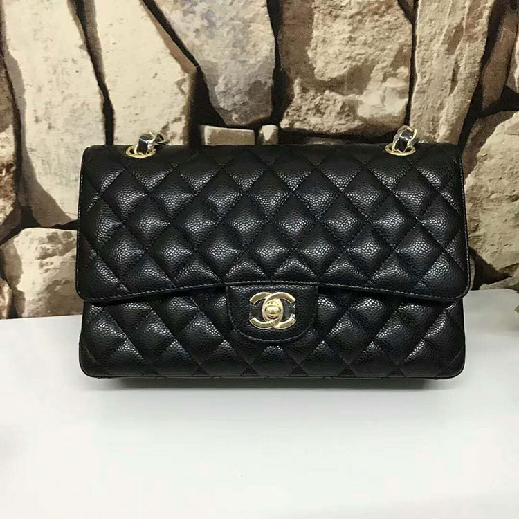 2018 Chanel Classic Flap Bag Original Caviar Leather 1112 Gold hardware