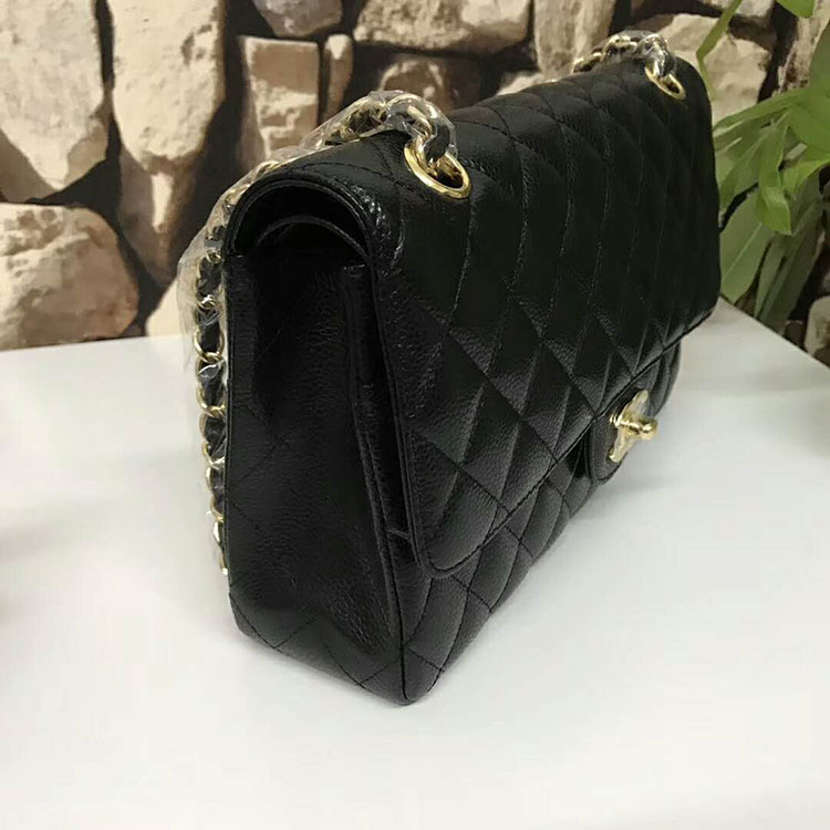 2018 Chanel Classic Flap Bag Original Caviar Leather 1112 Gold hardware