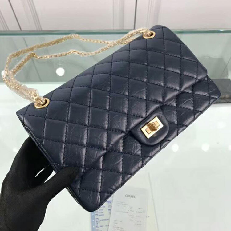 2018 Chanel Classic Flap Bag Original Glazed Crackled Leather