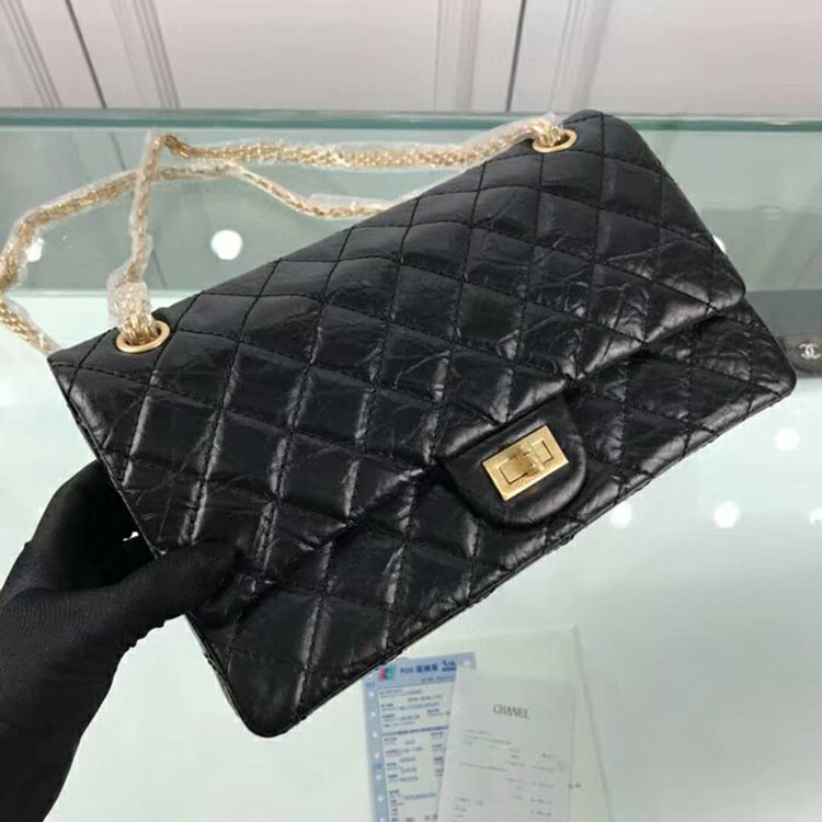 2018 Chanel Classic Flap Bag Original Glazed Crackled Leather