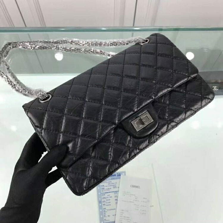 2018 Chanel Classic Flap Bag Original Glazed Crackled Leather