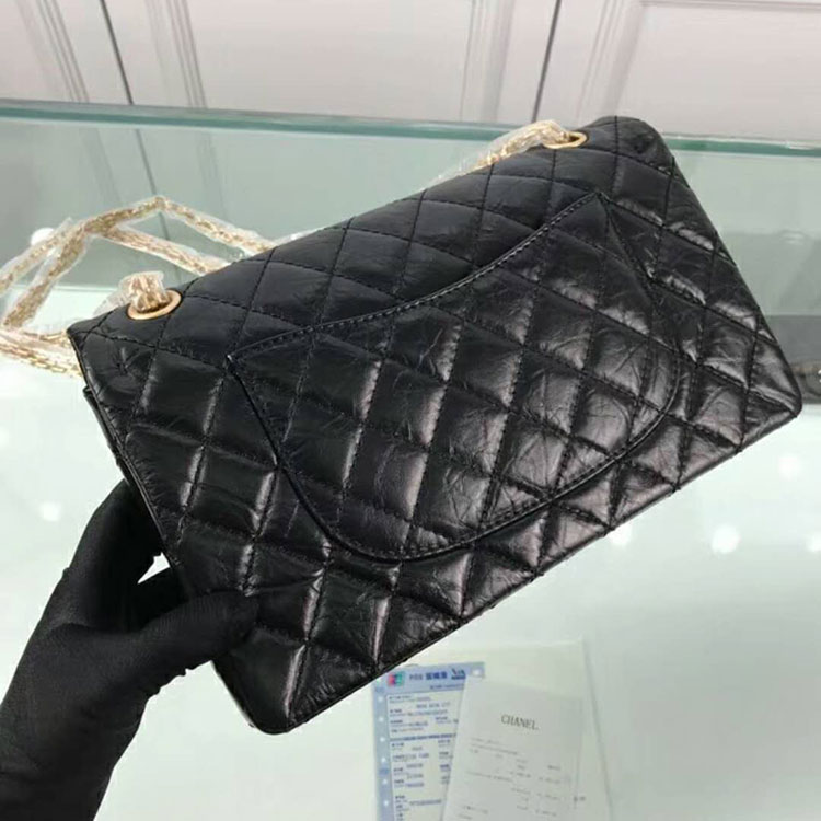 2018 Chanel Classic Flap Bag Original Glazed Crackled Leather