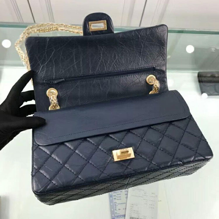 2018 Chanel Classic Flap Bag Original Glazed Crackled Leather