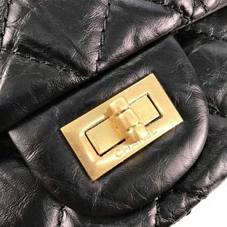 2018 Chanel Classic Flap Bag Original Glazed Crackled Leather