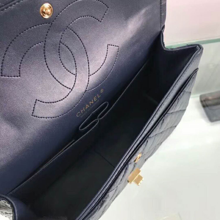 2018 Chanel Classic Flap Bag Original Glazed Crackled Leather