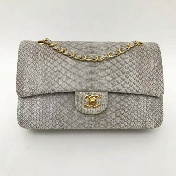 2018 Chanel Classic Flap Bag Original Python Leather