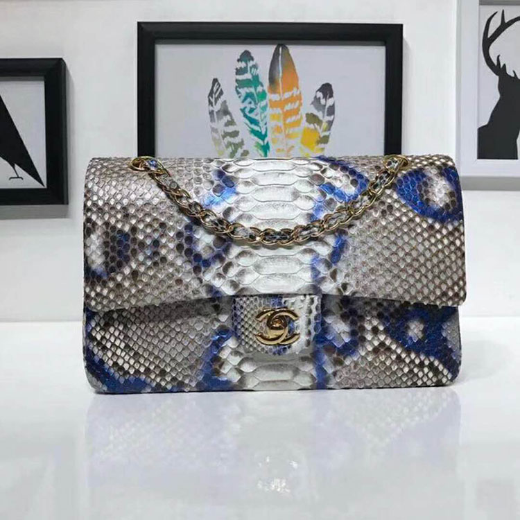 2018 Chanel Classic Flap Bag Original Python Leather