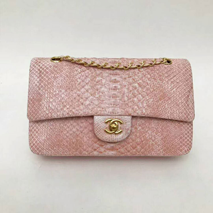 2018 Chanel Classic Flap Bag Original Python Leather