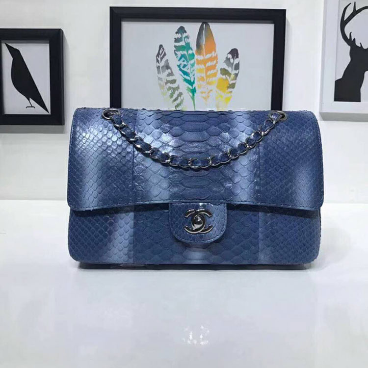 2018 Chanel Classic Flap Bag Original Python Leather