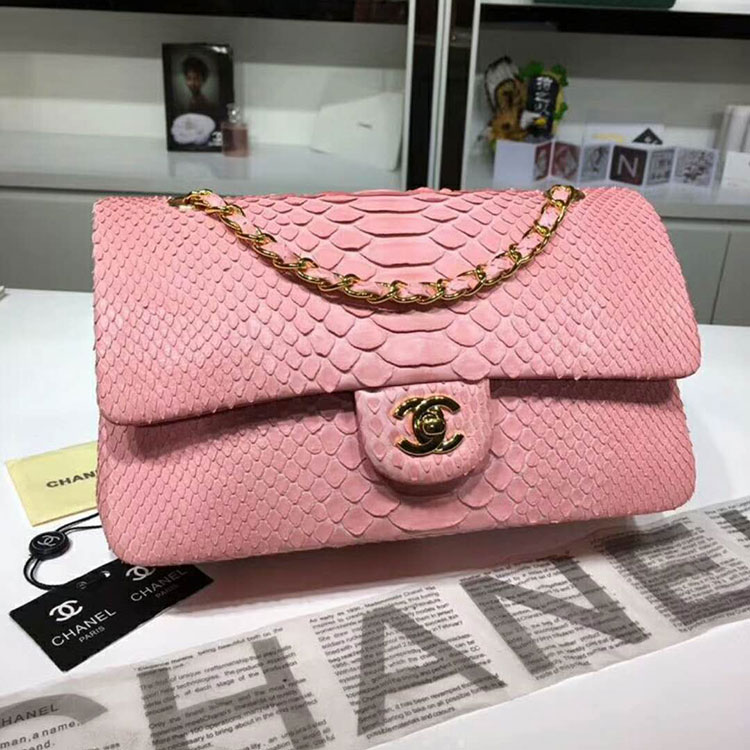 2018 Chanel Classic Flap Bag Original Python Leather