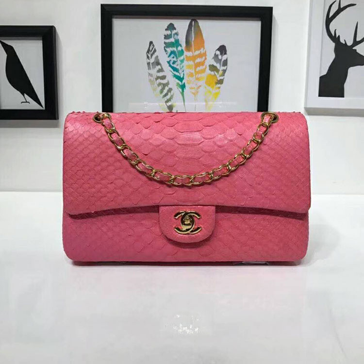 2018 Chanel Classic Flap Bag Original Python Leather