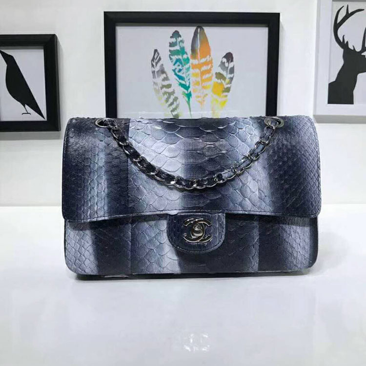 2018 Chanel Classic Flap Bag Original Python Leather