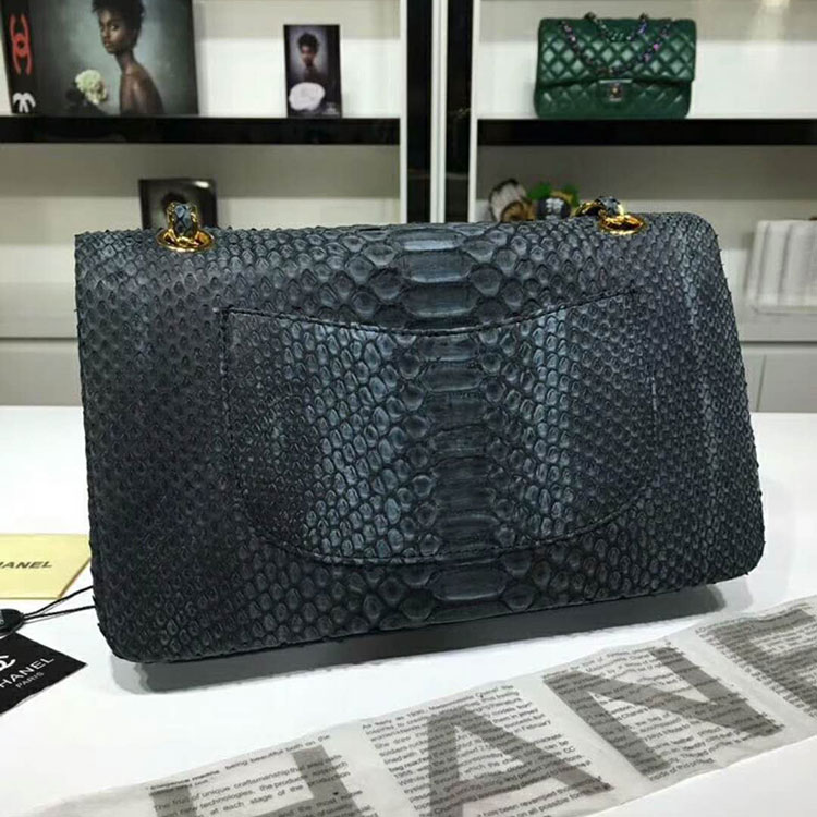 2018 Chanel Classic Flap Bag Original Python Leather