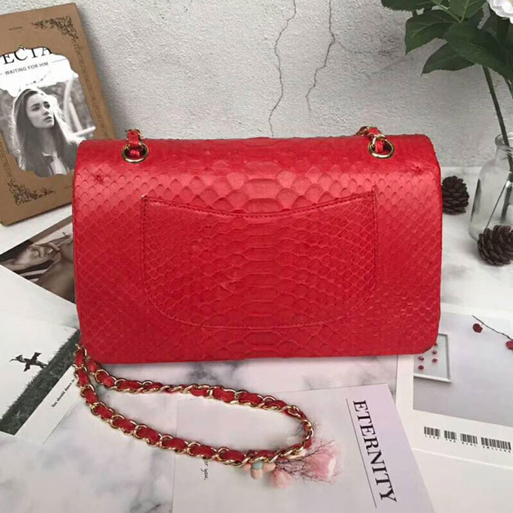 2018 Chanel Classic Flap Bag Original Python Leather