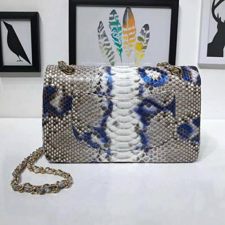 2018 Chanel Classic Flap Bag Original Python Leather